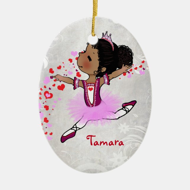 Adorno De Cerámica Navidad personalizado bailarina afroamericana (Frente)