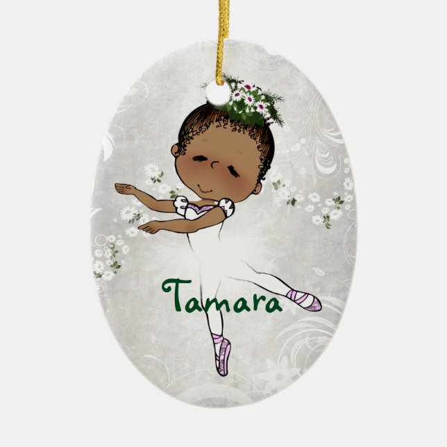 Adorno De Cerámica Navidad personalizado bailarina afroamericana (Frente)
