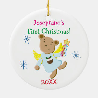 Adorno De Cerámica Navidad personalizado del ángel del oso de peluche