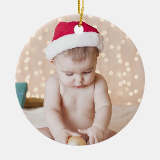 Adorno De Cerámica Navidad personalizado del personalizado de la foto (Frente)
