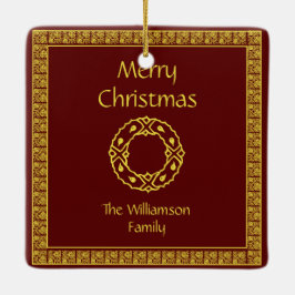 Adorno De Cerámica Navidad personalizado del rojo de Nouveau del arte