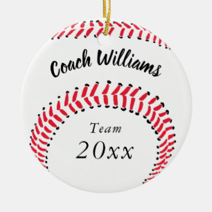 Adorno De Cerámica Navidad personalizado entrenador de béisbol