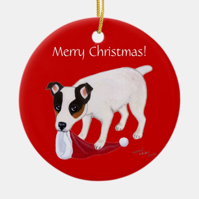 Adorno De Cerámica Navidad personalizado Jack Russell Terrier (Frente)