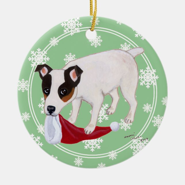 Adorno De Cerámica Navidad personalizado Jack Russell Terrier (Frente)