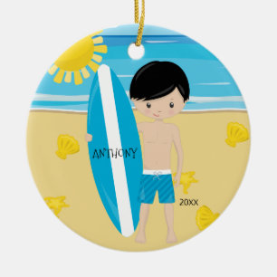 Adorno De Cerámica Navidad personalizado muchacho lindo de la persona