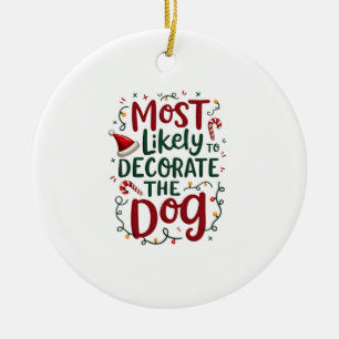 Adorno De Cerámica Navidad Probablemente Decorar Perro Navidad Famili
