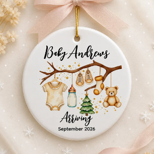 Adorno De Cerámica Navidad Próximo Bebé Personalizado