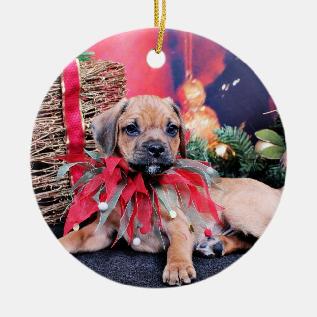 Adorno De Cerámica Navidad - Puggle - Gus (Frente)
