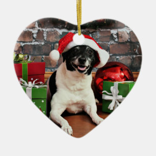 Adorno De Cerámica Navidad - rata Terrier - vivaracho