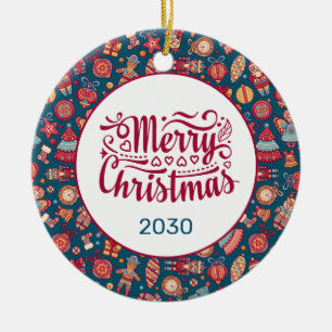 Adorno De Cerámica Navidad Retro Personalizada