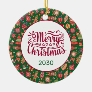 Adorno De Cerámica Navidad Retro Personalizada