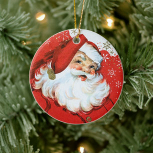 Adorno De Cerámica Navidad retro vintage agregar mensaje Santa