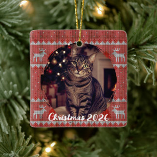 Adorno De Cerámica Navidad Roja Personalizada