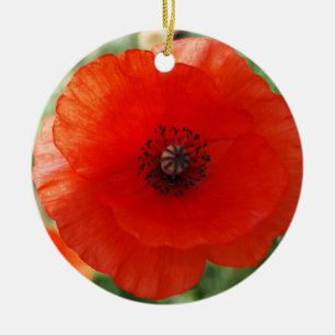 Adorno De Cerámica Navidad rojo de la amapola