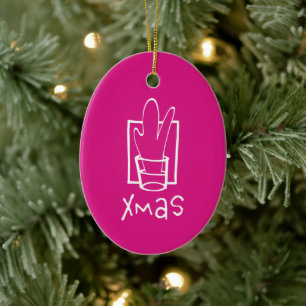 Adorno De Cerámica Navidad Rosa