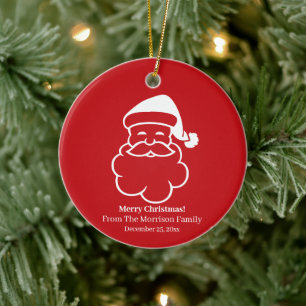 Adorno De Cerámica Navidad Santa Claus rojo blanco nombre personaliza
