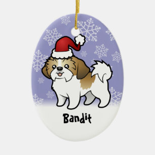 Adorno De Cerámica Navidad Shih Tzu (perrito cortado) (añada el