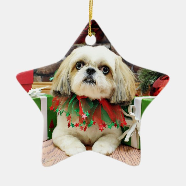 Adorno De Cerámica Navidad - Shih Tzu - Sophie (Frente)