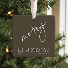 Navidad Simple Minimalista Olivo Blanco Apellido F