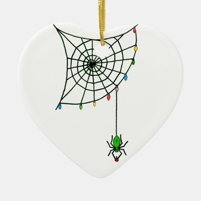 Adorno De Cerámica Navidad Spider Web Lights Gótico Holiday (Frente)