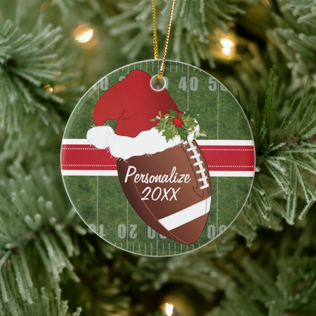 Adorno De Cerámica Navidad Sport Football Field Santa Hat (Árbol)