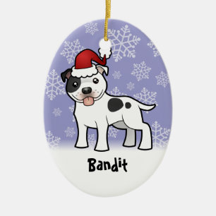 Adorno De Cerámica Navidad Staffordshire bull terrier (añada el