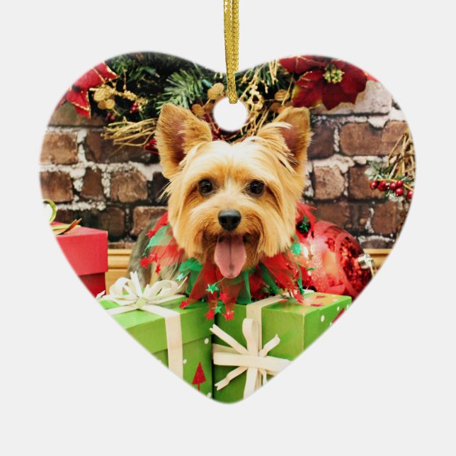 Adorno De Cerámica Navidad - Terrier sedoso - Haley (Frente)