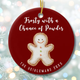 Adorno De Cerámica Navidad tradicional roja linda de pan de jengibre