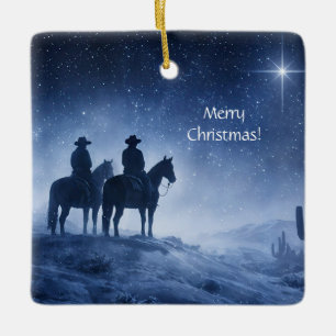 Adorno De Cerámica Navidad Vaquero Occidental del Desierto del Suroes