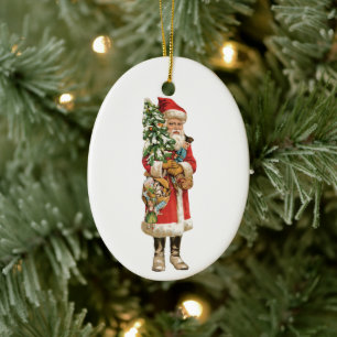 Adorno De Cerámica Navidad Vintage, 2 imágenes recortadas de Papá Noe