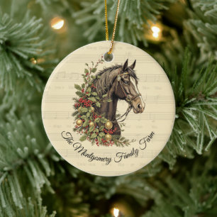 Adorno De Cerámica Navidad Vintage Caballo