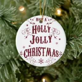 Adorno De Cerámica Navidad Vintage Holly Jolly