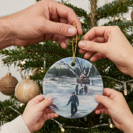 Adorno De Cerámica Navidad Vintage Primera Nevada