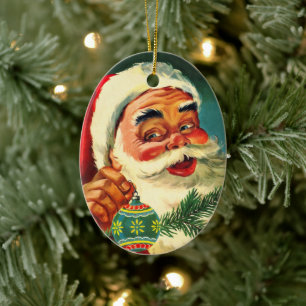 Adorno De Cerámica Navidad vintage, Santa Claus de Jolly Retro 50