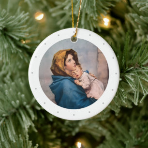 Adorno De Cerámica Navidad Virgen María Personalizable