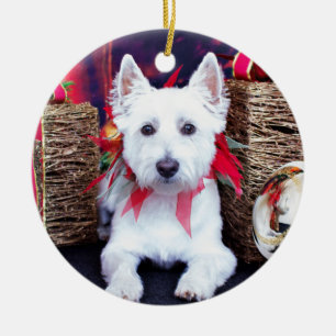 Adorno De Cerámica Navidad - Westie - Bella