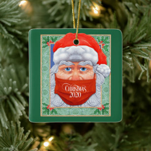 Adorno De Cerámica Navidades 2020 Santa Claus en máscara