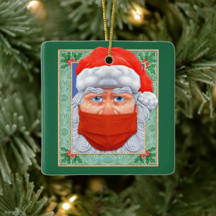 Adorno De Cerámica Navidades 2020 Santa Claus en máscara