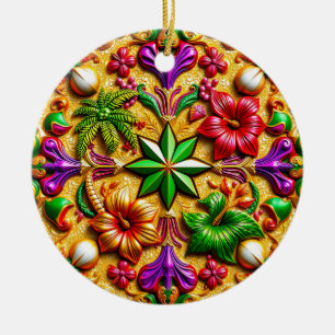 Adorno De Cerámica NAVIDADES 3D rojo amarillo morado