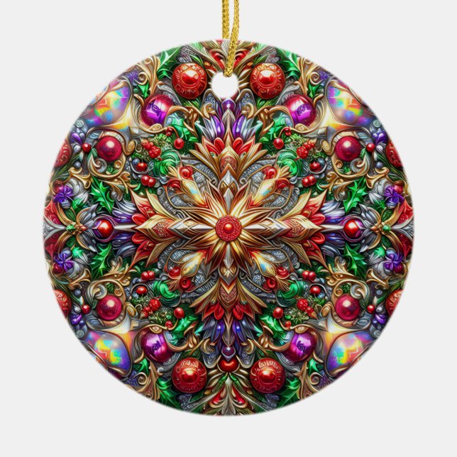 Adorno De Cerámica NAVIDADES 3D rojo amarillo morado (Frente)
