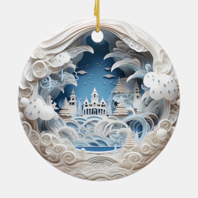 Adorno De Cerámica navidades 3D Winter Wonderland (Atrás)