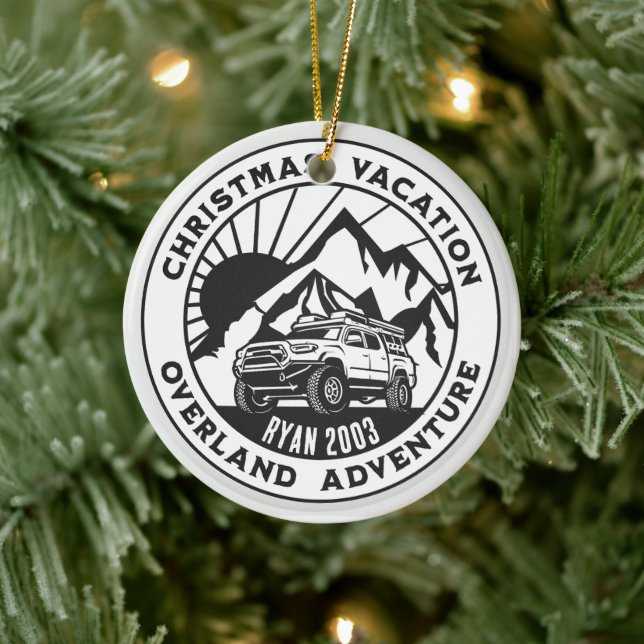 Adorno De Cerámica Navidades 4x4 en Overland personalizados en negro (Árbol)