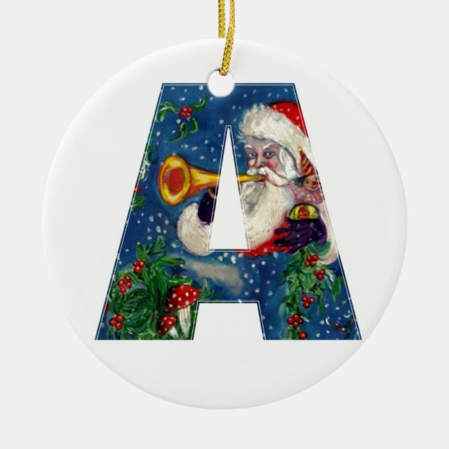ADORNO DE CERÁMICA NAVIDADES A CARTA / SANTA CLAUS BUGLER MONOGRAM (Frente)