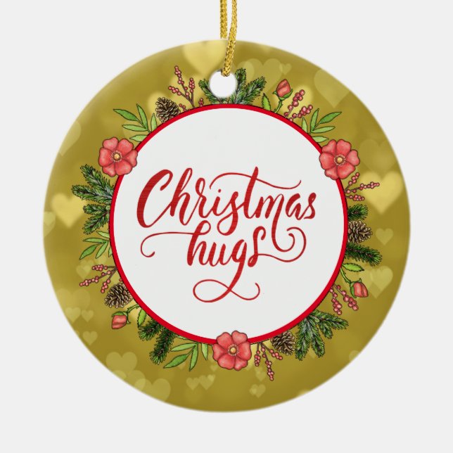 Adorno De Cerámica Navidades Abrazos Personalizados A Desde El Año (Frente)