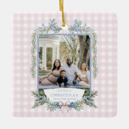 Adorno De Cerámica Navidades Abuelos de Rosa y Holly Azul