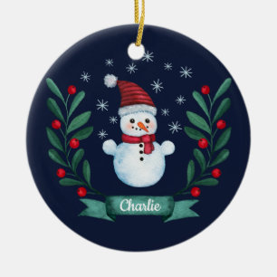 Adorno De Cerámica Navidades acuarela Personalizado de nieve Marina A