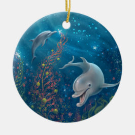 Adorno De Cerámica Navidades acuarelas de paz y alegría para delfines