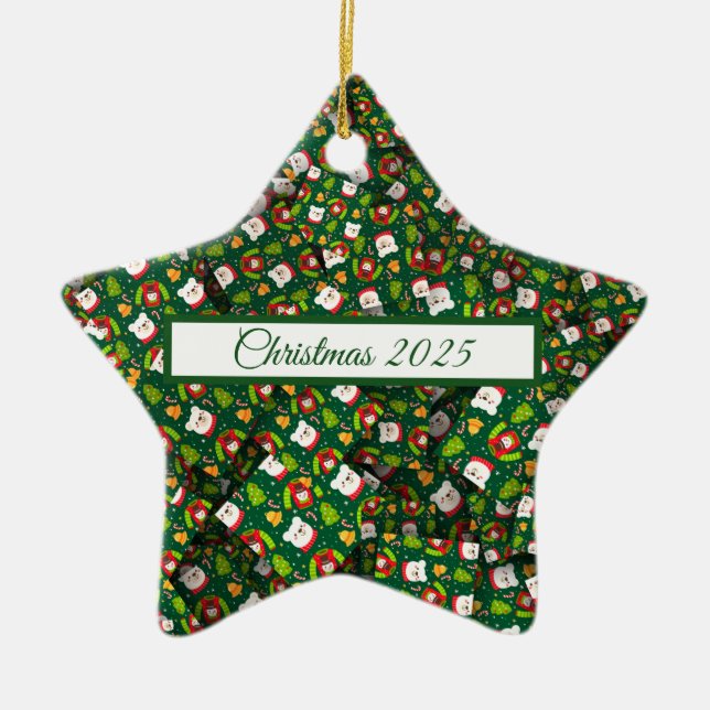 Adorno De Cerámica Navidades Adorables [3D] Osos Sueros Y Árboles (Frente)