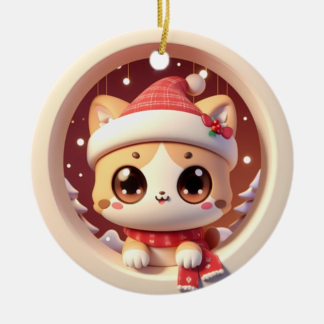 Adorno De Cerámica Navidades Adorables Muy Cuidados Quitando Gatos (Frente)