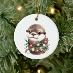 Adorno De Cerámica Navidades Adorables Otter